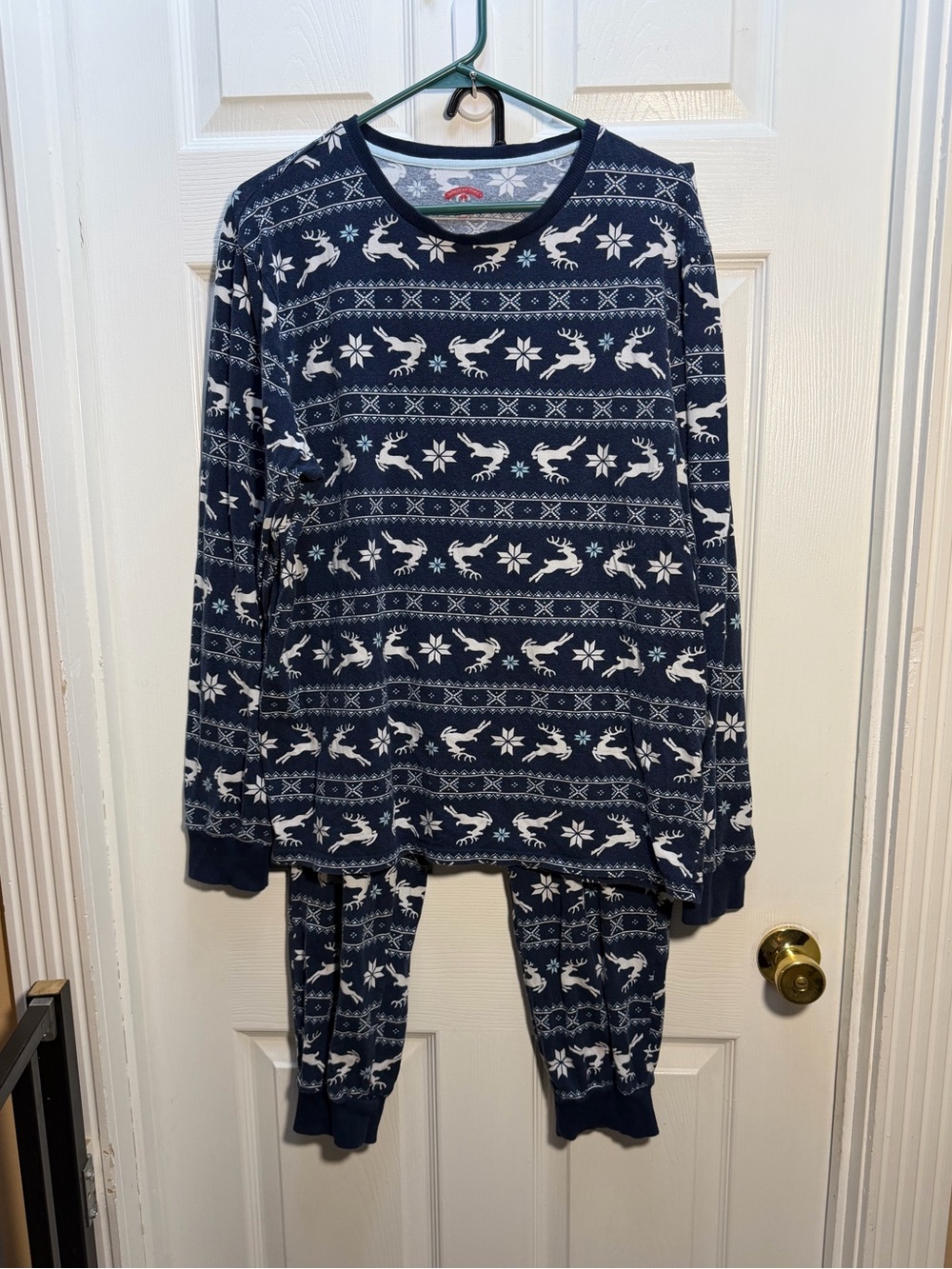 Holiday Time Navy and White Reindeer Pajama Set